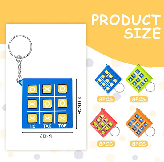 HKM-605395 Durable Plastic Tic Tac Toe Keychain Game for Kids Ages 2-13