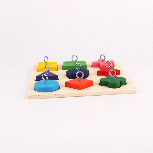 HKM-610131 Colorful Wooden Blocks Pet Training Toy for Parrots - 15cm x 15cm
