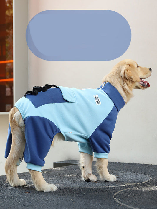 HKM-610771 Cozy Blue Four-Legged Dog Sweater - Casual Warmth for Large Breeds