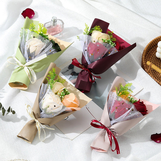 HKM-610963 Charming Simulation Rose Soap Flower Bouquet - Various Styles for Weddings, Birthdays, and Special Occasions