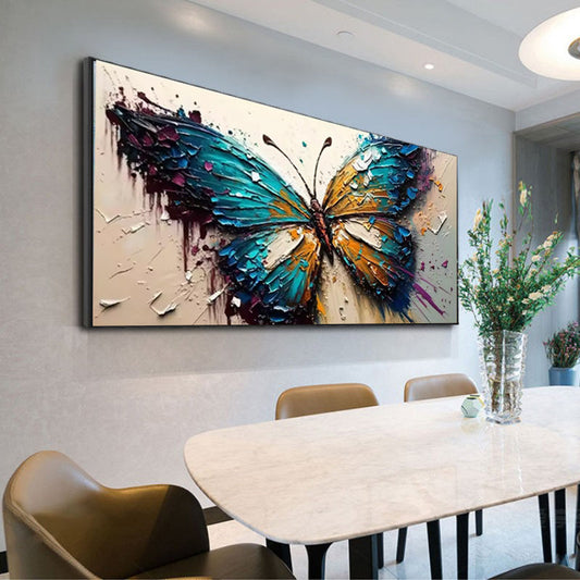 HKM-614419 Handmade Abstract Oil Painting of Butterfly on Canvas for Home Wall Art Decoration