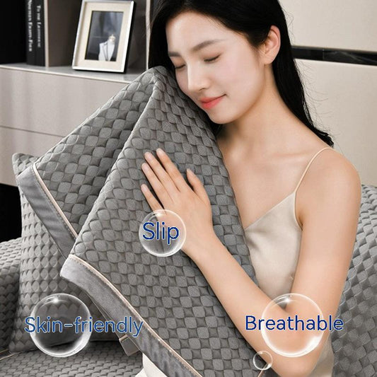 HKM-615443 Cool Bean Non-Slip Sofa Cushion Cover - Modern Solid Color Seat Cushion for Summer Comfort