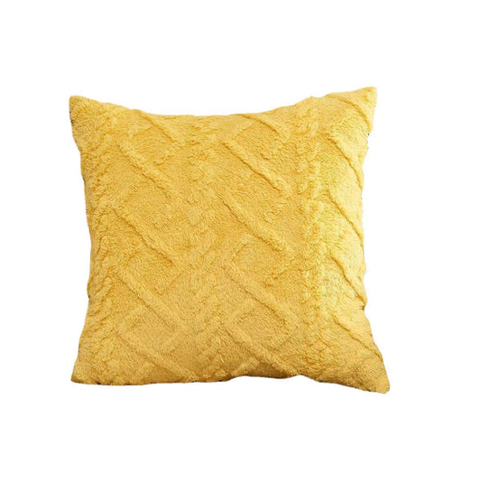 HKM-615443 Shearing Groove Artificial Plush Cushion Cover - Modern Simplicity in Double Black, Double Pink, Khaki, 30x50cm