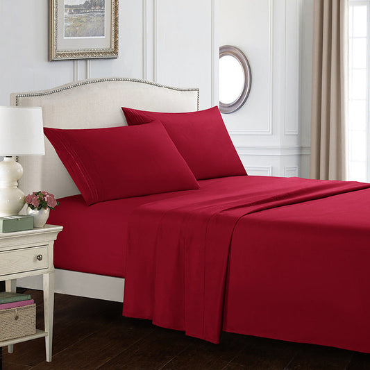 HKM-615955 Four-Piece Embroidered Solid Color Bedding Set in Various Sizes and Shades