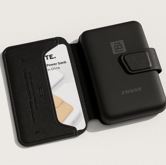 HKM-618195 Slim Wireless Power Bank with Card Holder - Portable Charging Wallet for Qi-Enabled Devices