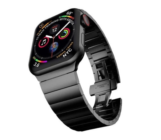 HKM-618451 Stainless Steel Butterfly Buckle Watch Band for Apple Watch Series 1-6, Multiple Colors Available