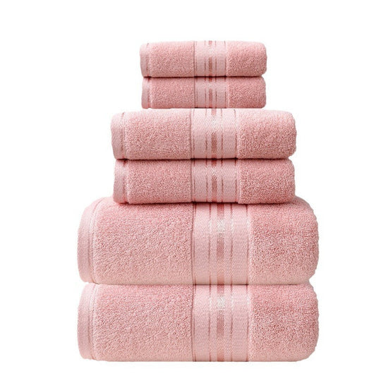 KTX-620819 Cotton Absorbent Towel Set in Various Colors - 6-Piece Collection