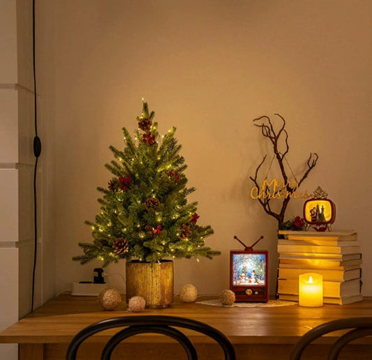 HKM-622675 Flame Retardant 45CM Christmas Tree with Electric Lights - Eco-Friendly Holiday Decoration