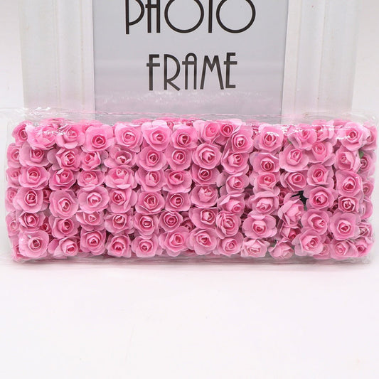 HKM-626771 Mini Artificial Paper Rose Bouquet - 144pcs 1.5-1.8cm for DIY Crafts, Wreaths, and Wedding Decor