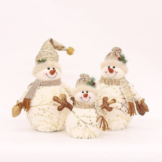 HKM-629587 Velvet Christmas Snowman Decor with Pointed and Round Hats in Various Sizes