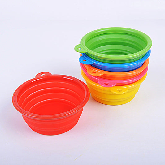 HKM-631955 Portable Pet Folding Bowl - Non-Toxic Food Grade Silica Gel, 13cm Diameter, Space-Saving Design, Multiple Colors Available