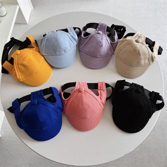 HKM-633747 Adjustable Sun-Proof Pet Hat for Exposed Ears in Monochrome Colors