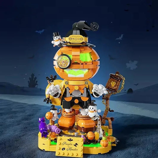 HKM-635539 Halloween Pumpkin Head Building Block Set for Creative Play - 50 Pieces
