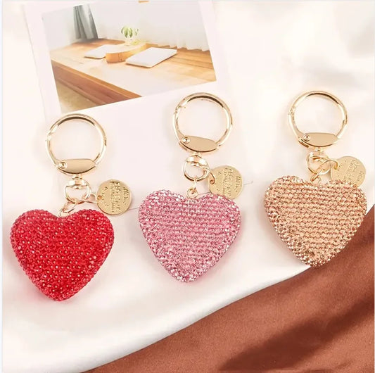HKM-635731 Metal Heart Shape Keychain with Crystal Rhinestones and Tassel - Purple Bling Accessory