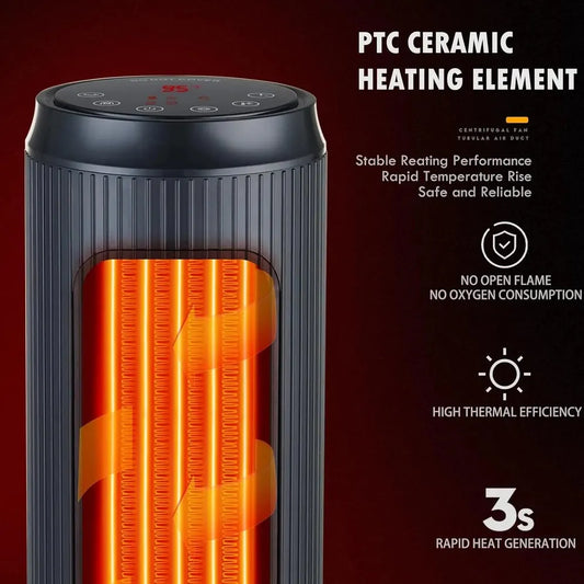 KTX-636243 Ceramic Electric Space Tower Heater with Two Heat Settings for Indoor Home and Office Use