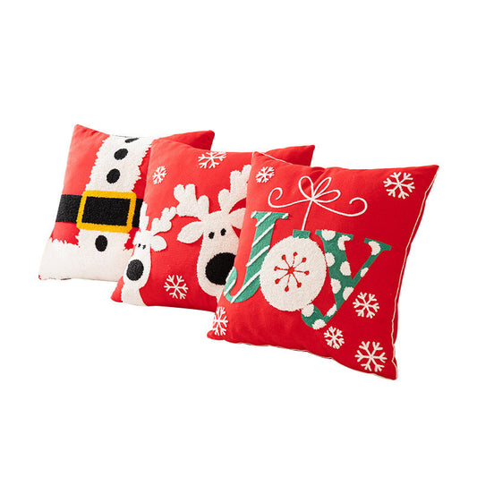 HKM-638163 Christmas Snowflake Embroidery Pillow Cover for Holiday Home Decoration, 45x45cm