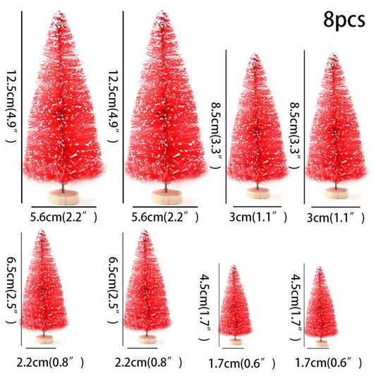 HKM-638483 Mini Artificial Christmas Trees Set – 8 Pieces for Fairy Garden and DIY Crafts – 4 Sizes: 4.5cm to 12.5cm