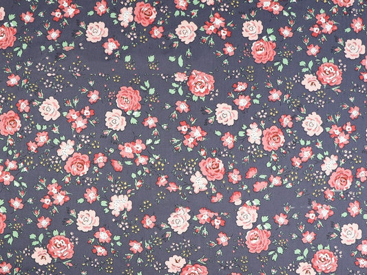 HKM-639187 Floral Twill Cotton Fabric - Small Botanical Print for Spring & Summer Clothing and Home Decor