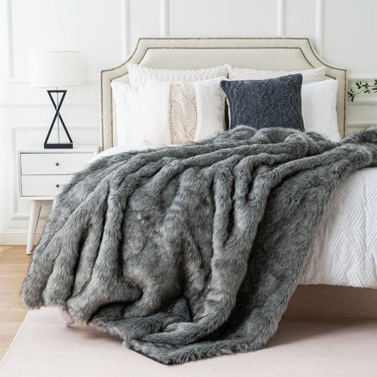 HKM-641811 Soft Artificial Leather Cashmere Bed End Blanket - European Style, Multiple Sizes & Colors Available