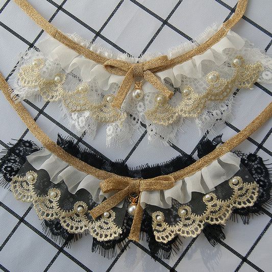HKM-642963 Lace Triangle Scarf for Cats and Dogs in Color-Matching Design - Princess Style