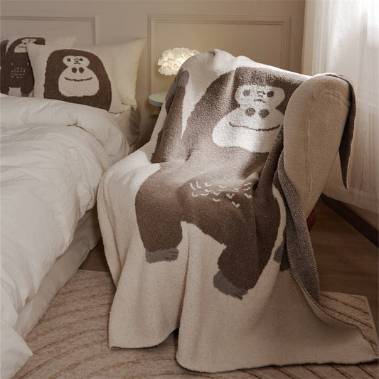 HKM-645075 Cartoon Anime Knitted Velvet Pillowcase - Black Big Face and Dark Color Options