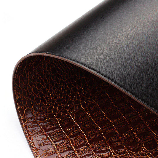 HKM-646163 Waterproof Retro Style Alligator Leather Thermal Placemat - Rectangular Dining Table Mat in Chocolate, Black, and Brown