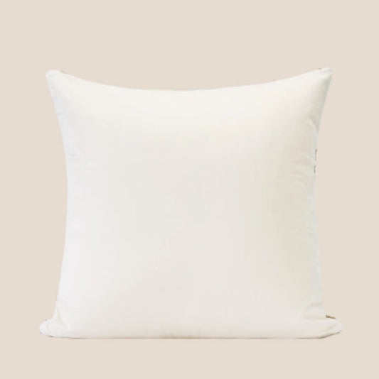 HKM-646227 Modern Cream Square Pillow with Plant and Flower Design, 45x45cm, Chenille Case
