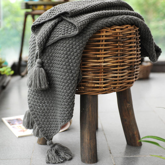 HKM-653779 Nordic Knitted Acrylic Blanket for Bed or Sofa, Multiple Colors and Sizes Available