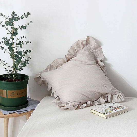 HKM-656467 Nordic Style Solid Color Lotus Leaf Pillow Cushion – Available in Multiple Sizes