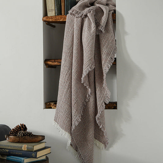 HKM-657619 Cotton and Linen Tassel Blanket with Modern Design – Available in Multiple Colors and Sizes
