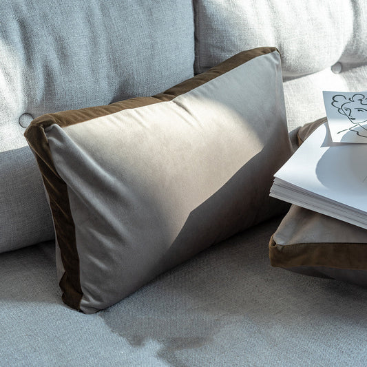 HKM-657747 Square Grey Velvet Waist Pillowcase - Nordic Style 45x45cm, Includes Pillow Core