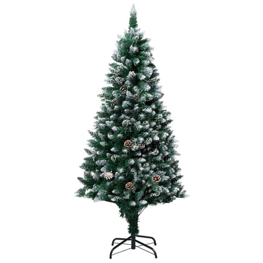 HKM-659411 150 cm Artificial Christmas Tree with Snow-Covered Branches and Metal Stand