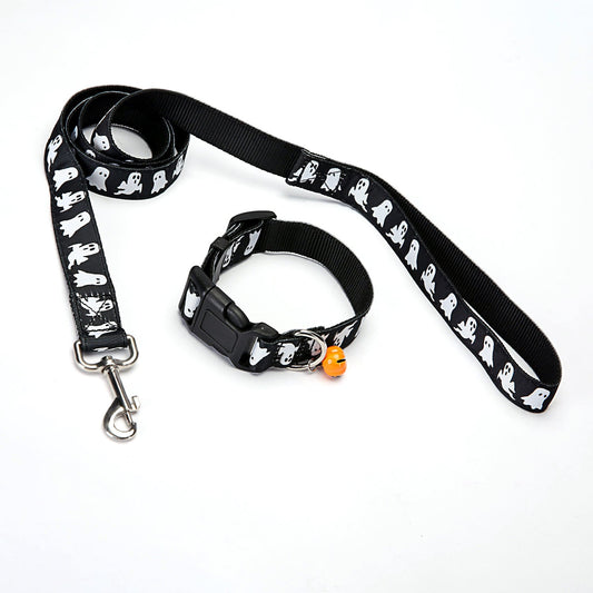 HKM-661715 Pet Traction Rope and Collar Set with Bell - Available in Fun Halloween Colors