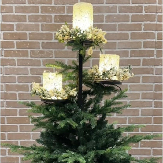 HKM-661715 Wrought Iron Christmas Candlestick Tree Topper - 60cm & 90cm Options