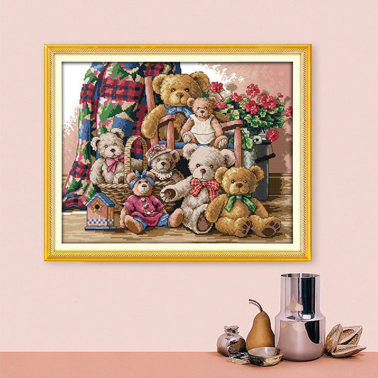 HKM-661907 Cartoon-Themed Resin Diamond Painting Kit - 32156 Stitches on Ecological Cotton Cloth, Multiple Sizes Available