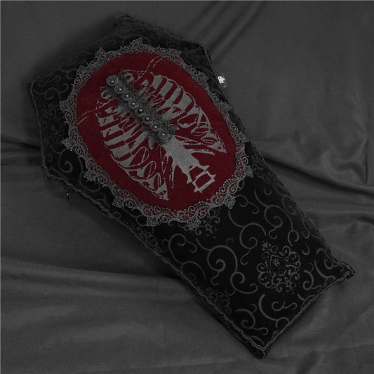 HKM-662035 Diamond-Shaped Retro Black and Red Long Pillow for Napping, 33x53.5cm