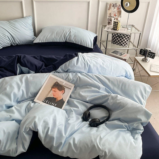 HKM-662227 Solid Color Polyester-Cotton Blend Quilt Cover Bedding Set for Dorms - Available in Four Sizes