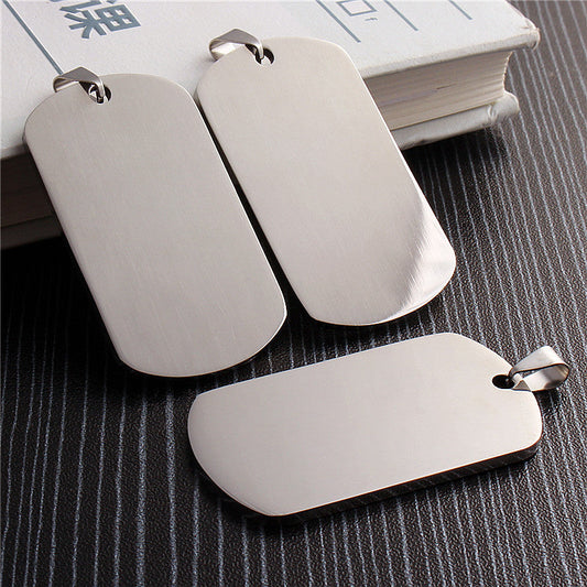 HKM-663059 Stainless Steel Laser Engraved Dog Tag Pendant with Silencing Ring