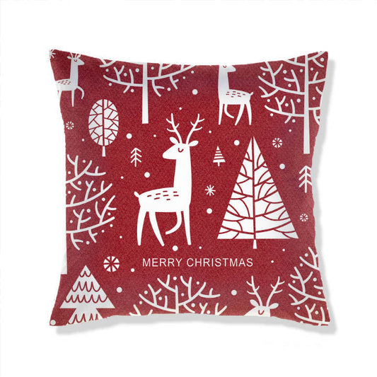 HKM-665363 Christmas-Themed Plush Pillow Cushion Cover in Festive Print
