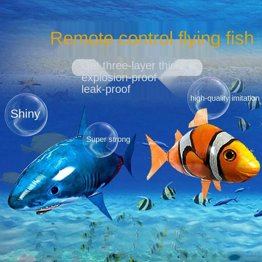 HKM-667091 Remote Control Inflatable Shark Toy for Kids - Interactive Flying Fish Balloon, 4 Channels, Indoor/Outdoor Fun