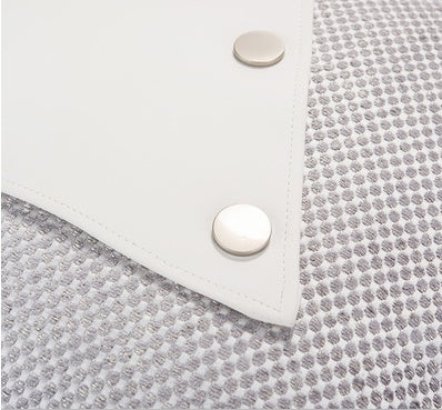 HKM-668499 Beige Square Pillow with Geometric White Leather Stitching, 45x45cm
