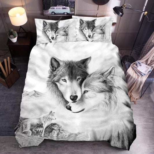 HKM-668819 Wolf 3D Digital Print Bedding Set in Soft Chemical Fiber - Various Sizes Available