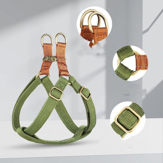 HKM-669011 Anti-Loss Vest Style Dog Leash - Cotton and Nylon, Available in Brown, Green, and Light Blue