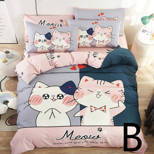 HKM-669651 Cute Cartoon Children’s Bedding Set - Cotton Quilt Cover, Bed Sheet & Pillowcases in Multiple Sizes