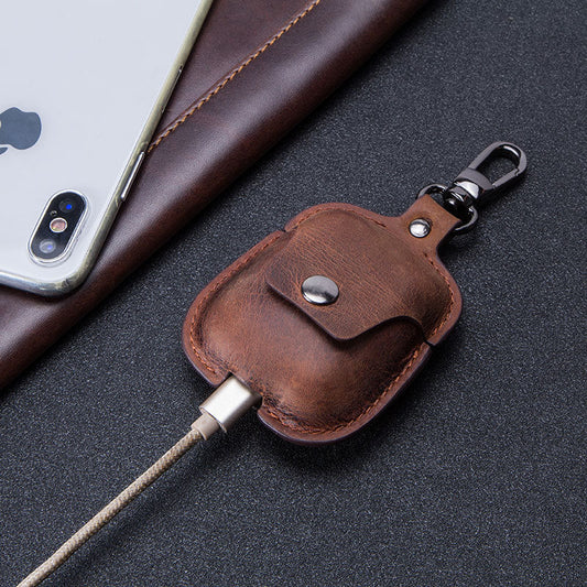 HKM-669843 Leather Earphone Case with Keychain for iPhone Models