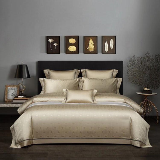 HKM-670739 European Jacquard Pure Cotton Four-Piece Bedding Set with Plant and Flower Pattern
