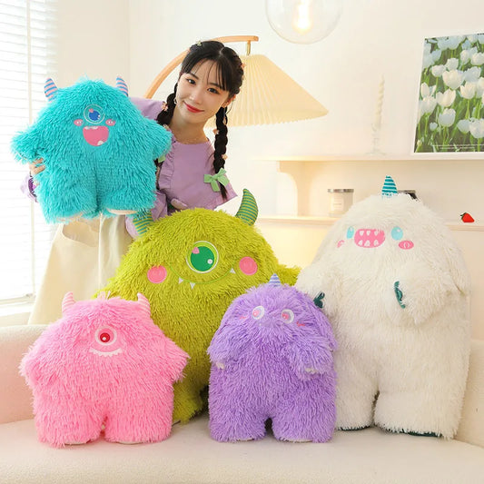 HKM-673107 Colorful Big-Eyed Monster Plush Toy with Long Hair - Cute Stuffed Animal for All Ages (45-65cm)