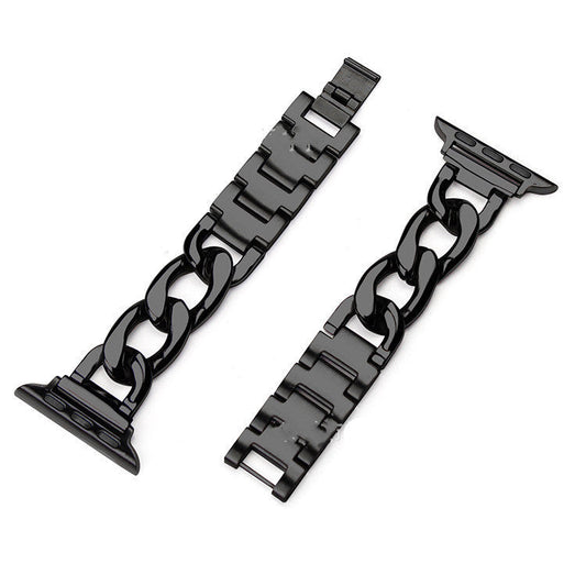 HKM-673939 Metal Single Row Denim Chain Strap for Apple-Compatible Devices - Multiple Colors Available
