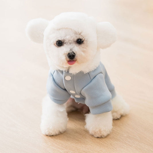 HKM-677395 Cute Bear Hooded Sweater for Small Dogs in Blue and Yellow Duck Designs