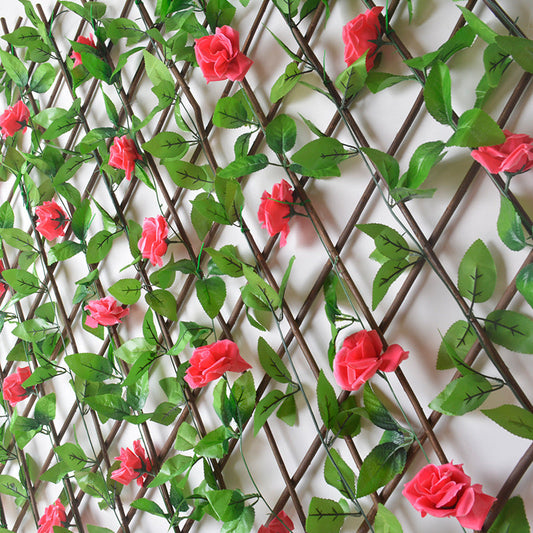 HKM-677651 Telescopic Silk Flower Fence for Indoor Garden Decoration, Morning Glory & Rose Options